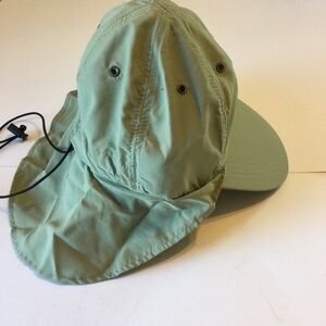 OC shade hat cap with neck flap green adjustable sun protection unisex one size
